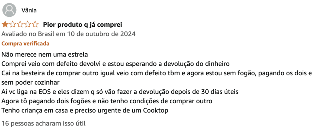 review negativo fogao